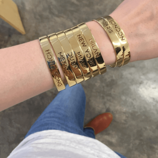 Sample 24K Gold Plated Travel The World Bracelet Bangle by Cristina Ramella