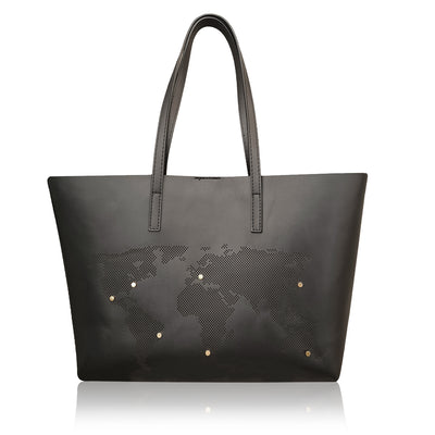 WORLD MAP SHOPPER BLACK