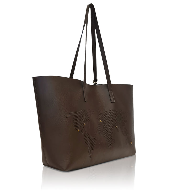 PRE ORDER - WORLD MAP SHOPPER BROWN