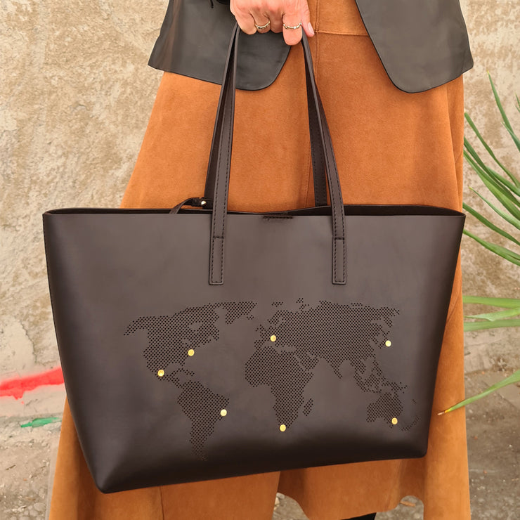 PRE ORDER - WORLD MAP SHOPPER BROWN