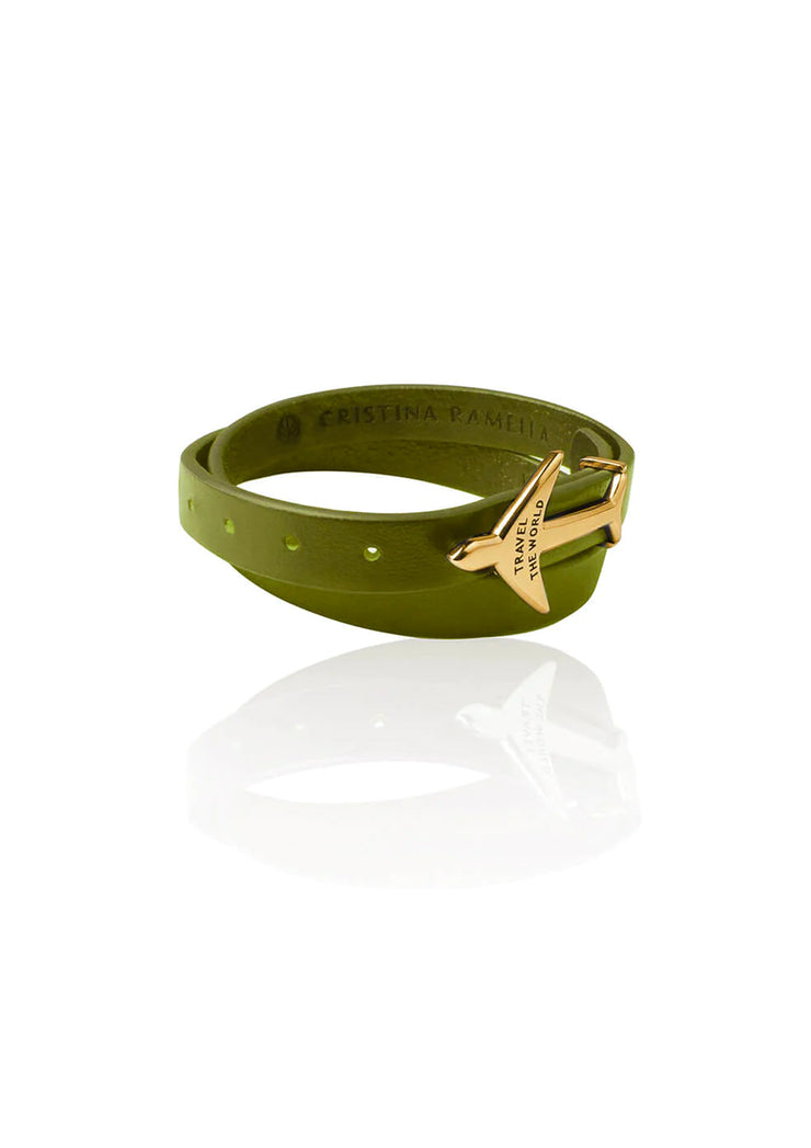 GREEN GOLD Airplane Leather Bracelet
