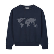 WORLD MAP SWEATER NAVY