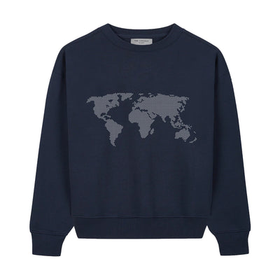 WORLD MAP SWEATER NAVY