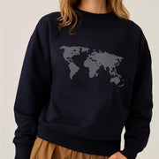 WORLD MAP SWEATER NAVY