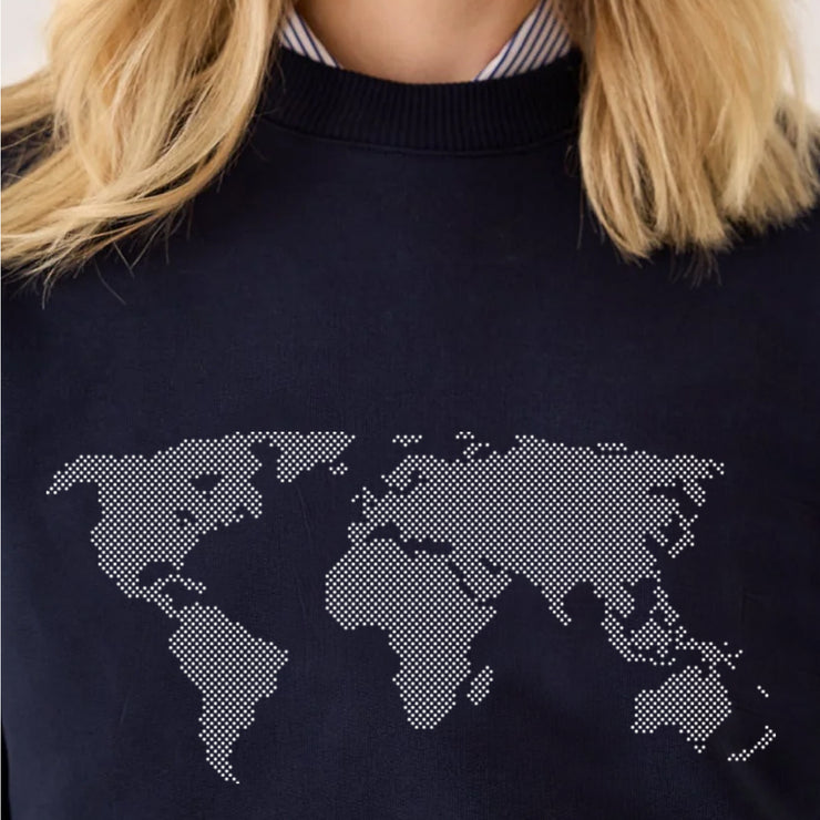 WORLD MAP SWEATER NAVY