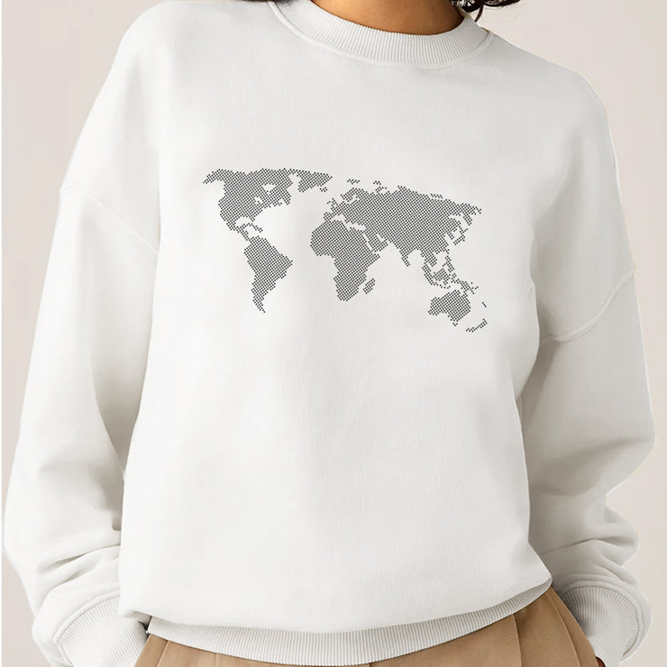 WORLD MAP SWEATER WHITE