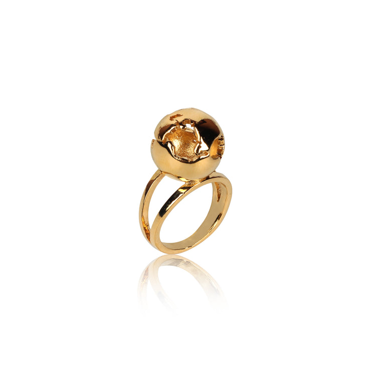 World Globe Ring Gold