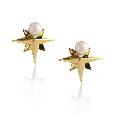 Compass Pearl Earrings by Cristina Ramella