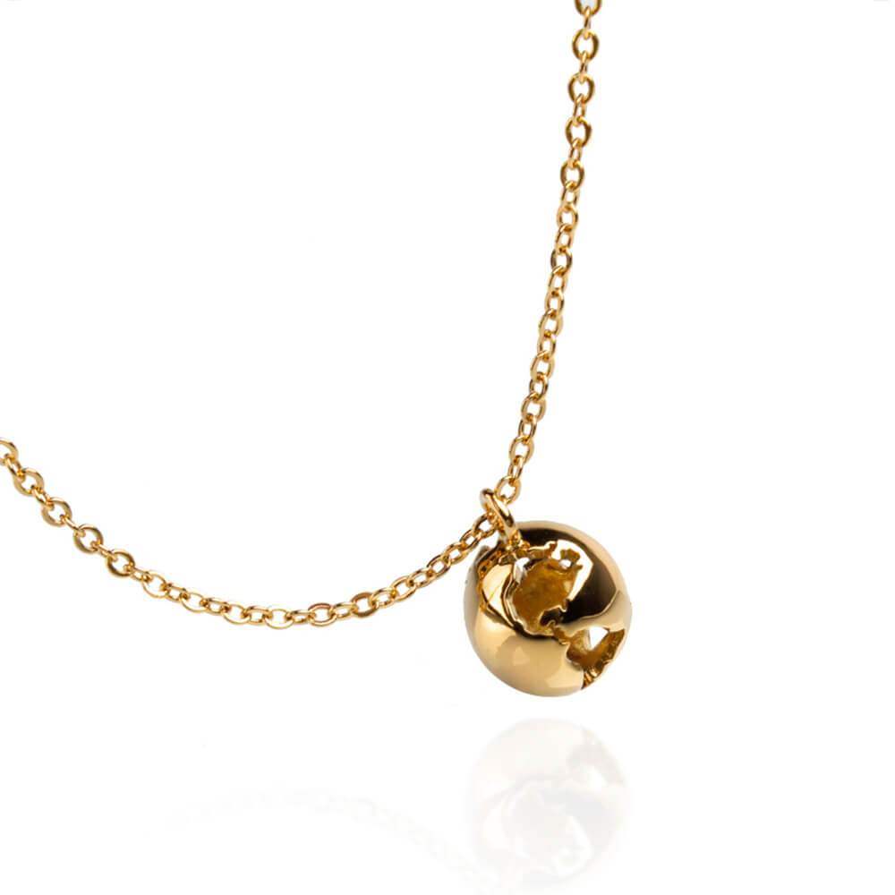 GLOBE NECKLACE world map, gold plated | World map necklace, Gold, Necklace