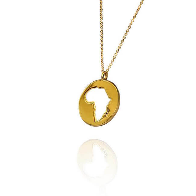 24K Gold Plated World Africa Necklace by Cristina Ramella