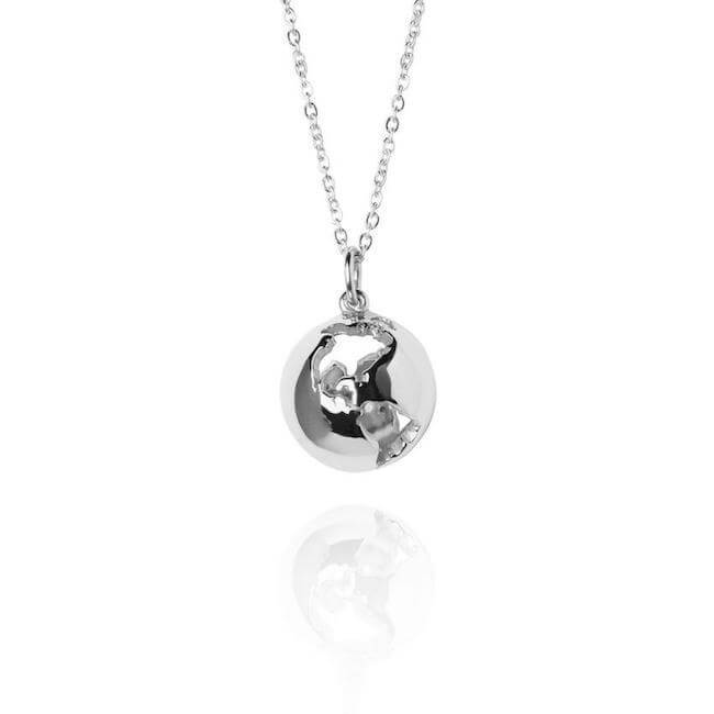Rhodium World Globe Necklace by Cristina Ramella