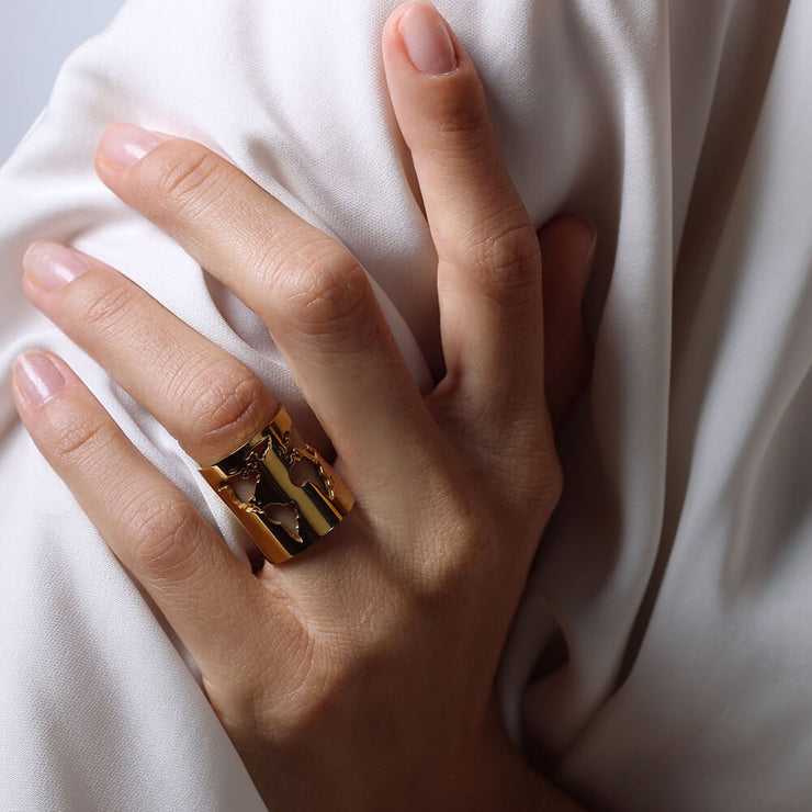 Wearing World Long Ring by Cristina Ramella