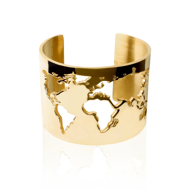 World Cuff 24k Gold Plated or Rhodium Plated Stainless Steel by ...